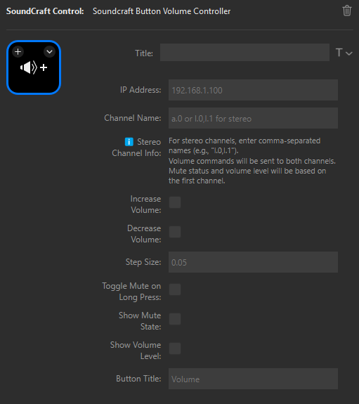 Button Volume Controller Configuration Settings
