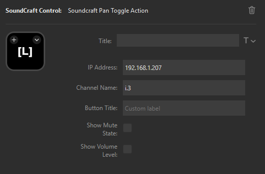 Pan Toggle Action Configuration Settings